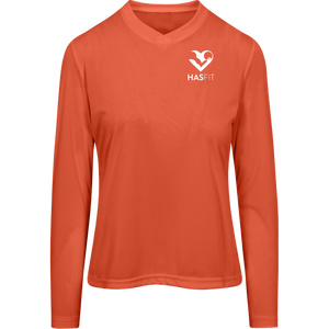 HASfit Performance Layer - Dri-Fit Ladies' Heather V-Neck Long Sleeve Shirt