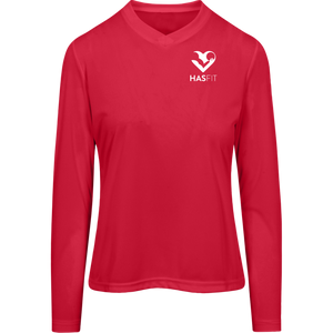 HASfit Performance Layer - Dri-Fit Ladies' Heather V-Neck Long Sleeve Shirt