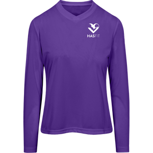 HASfit Performance Layer - Dri-Fit Ladies' Heather V-Neck Long Sleeve Shirt