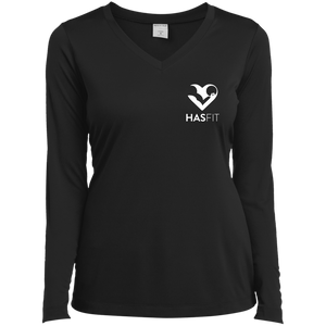 HASfit Performance Layer - Dri-Fit Ladies' Heather V-Neck Long Sleeve Shirt