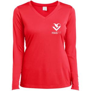 HASfit Performance Layer - Dri-Fit Ladies' Heather V-Neck Long Sleeve Shirt